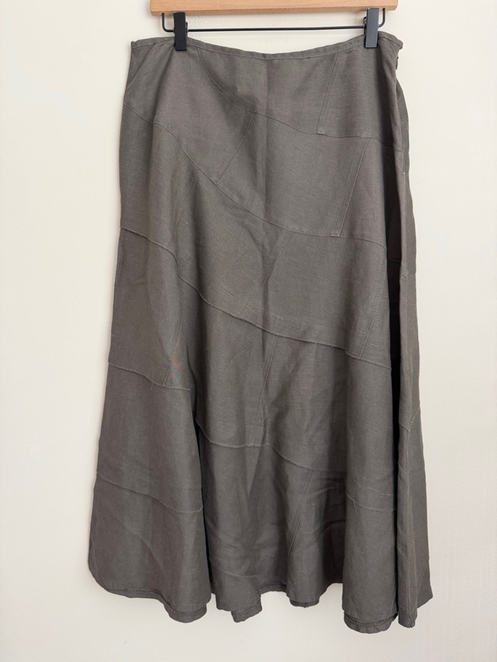 SANDRO Linen Blend Patchwork Midi Skirt LagenLook Sz 10